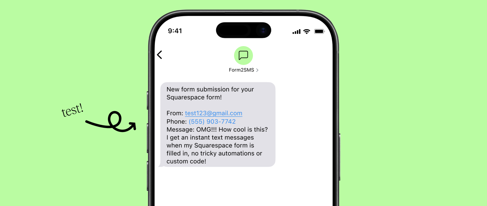 Add Form2SMS address to form preview